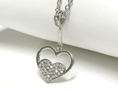 Crystal long heart drop pendant necklace