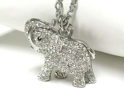 Crystal large elephant pendant necklace