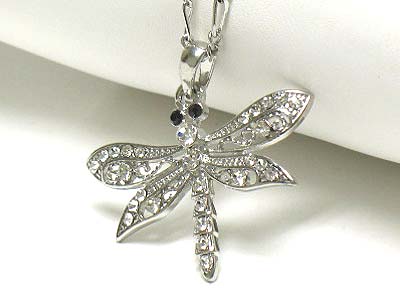 Crystal dragonfly pendant and fancy chain necklace