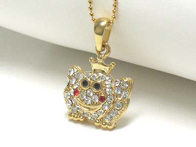 Crystal prince toad pendant necklace