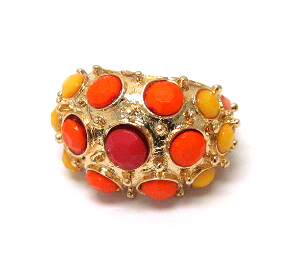 Multi colored acrylic stone deco stretch ring