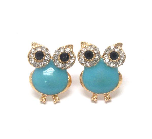 Crystal eyed and epoxy body owl earring