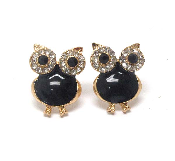 Crystal eyed and epoxy body owl earring