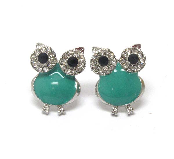 Crystal eyed and epoxy body owl earring