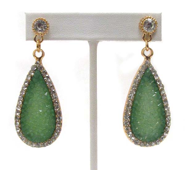 Crystal deco and faceted bead teardrop stud earring