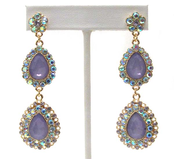 Crystal deco double teardrop earring