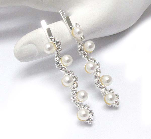 Crystal and pearl deco hair pin set of 2