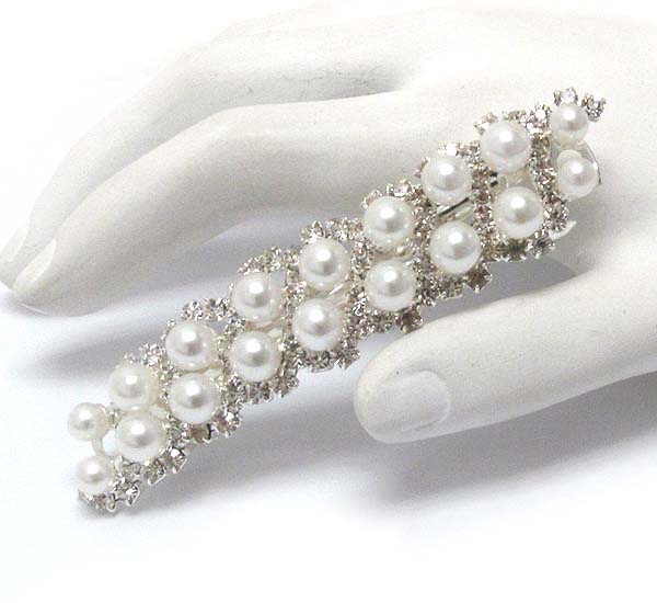 Crystal and pearl deco hair pin