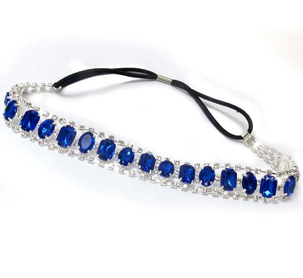 Multi facet acrylic stone and double rhinestone stretch headband