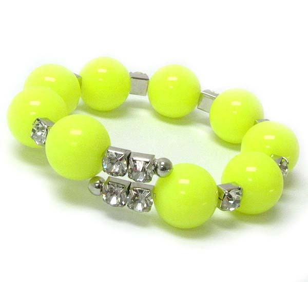 Multi crystal and neon acrylic ball link flexible bracelet