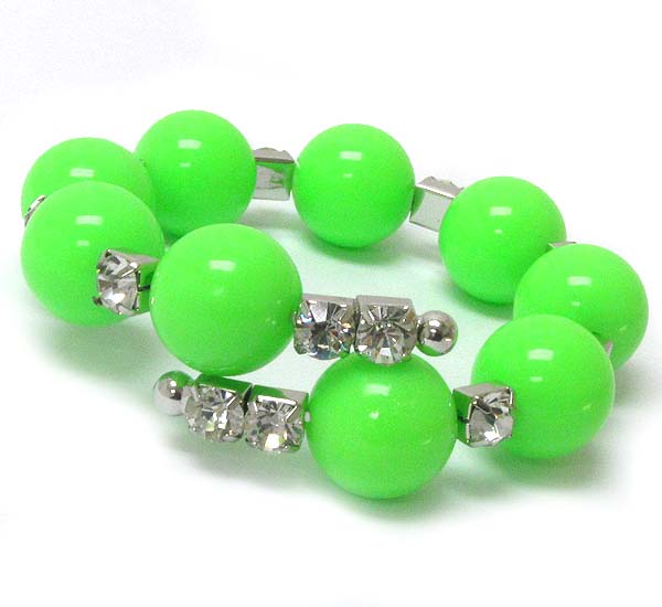 Multi crystal and neon acrylic ball link flexible bracelet