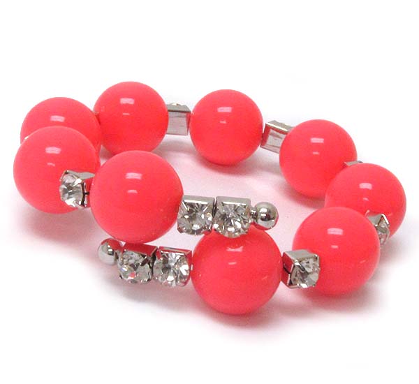 Multi crystal and neon acrylic ball link flexible bracelet