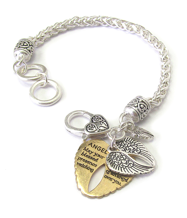 Religious theme charm bracelet - angel blessing