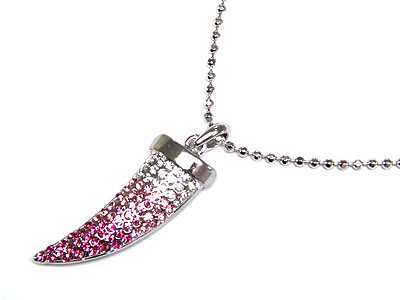 Made in korea whitegold plating multi crystal horn pendant necklace