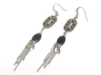 Semi precious stone and multi strands dangle long earring 