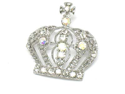 Crystal deco crown brooch 