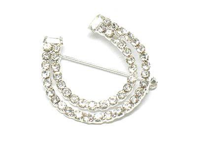 Rhinestone horseshoe brooch