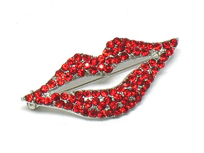 Crystal lip shape brooch 