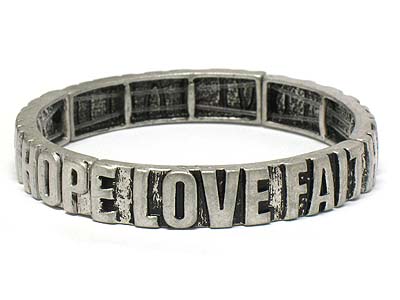 Love faith hope inscribed metal stretch bracelet - bible messaage