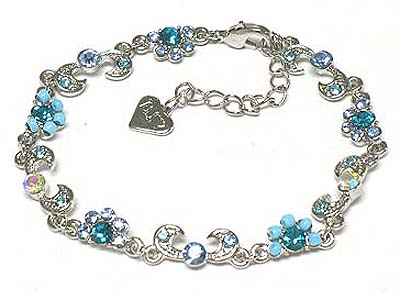 Boutique style  elegant crystal flower link bracelet