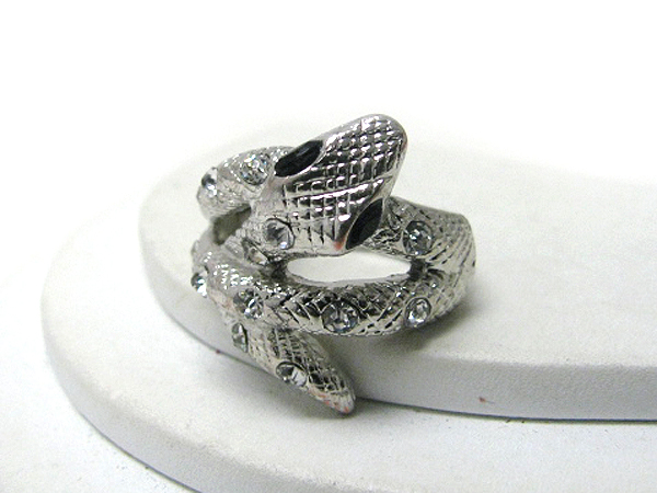 Crystal deco snake stretch ring