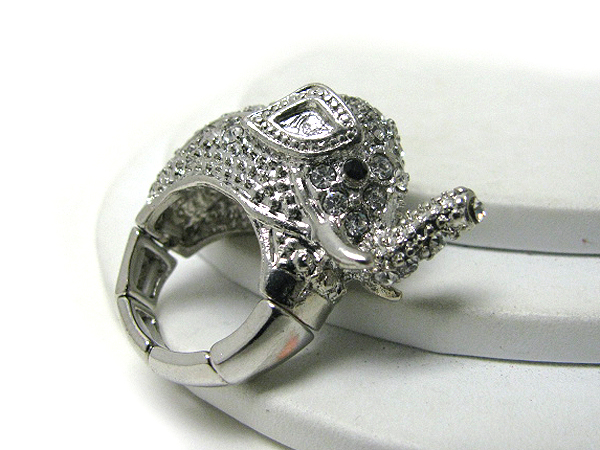 Crystal deco elephant stretch ring