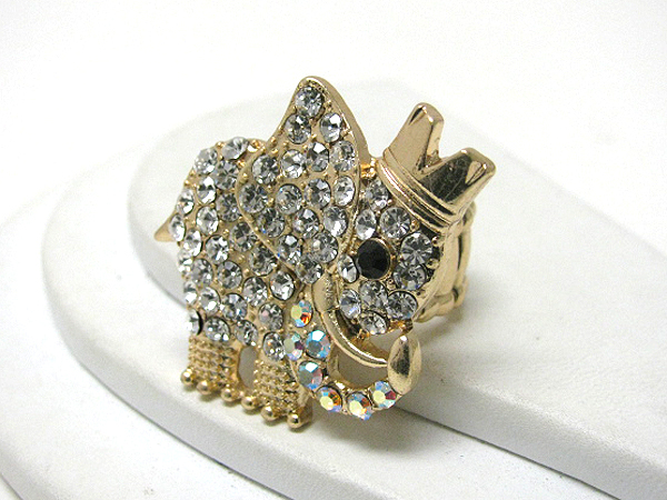 Crystal stud crown and elephant stretch ring