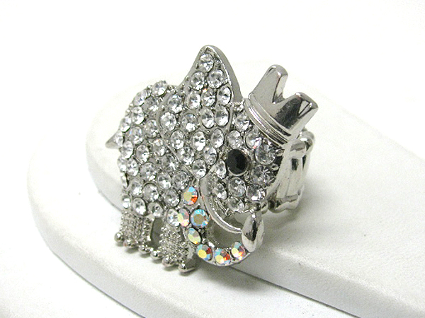 Crystal stud crown and elephant stretch ring