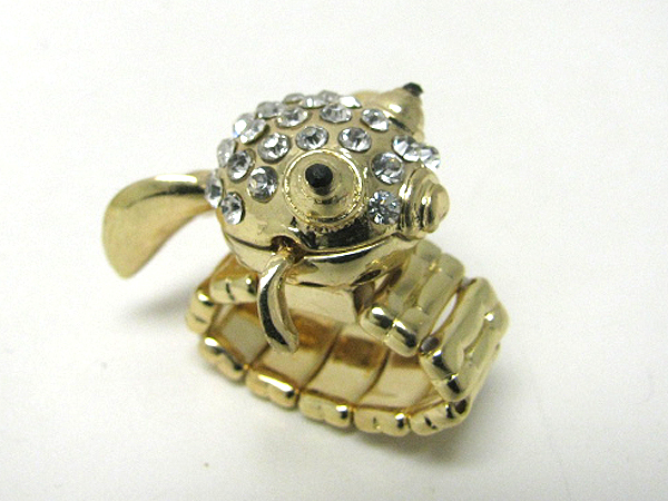 Crystal stud 3d puff fish stretch ring