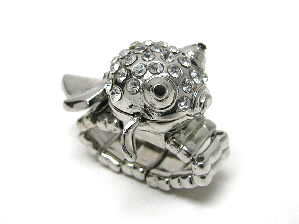 Crystal stud 3d puff fish stretch ring