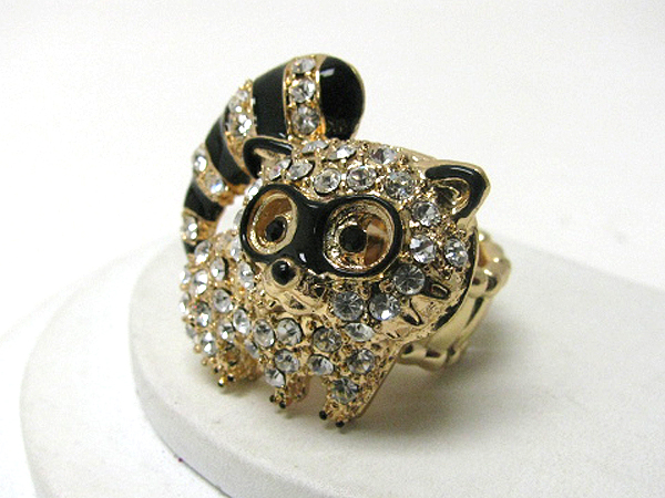 Crystal stud racoon stretch ring