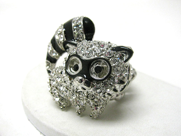 Crystal stud racoon stretch ring