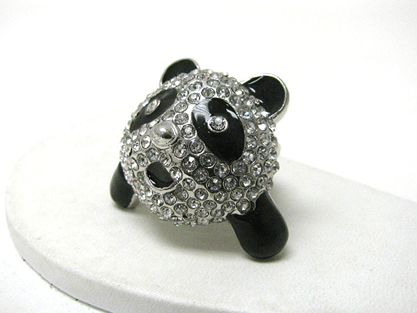 Crystal stud panda head stretch ring