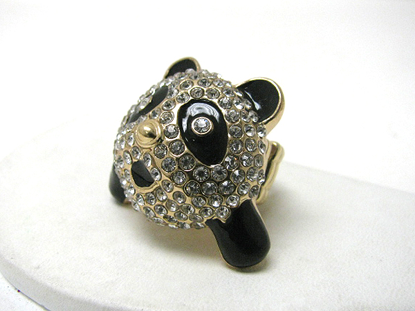 Crystal stud panda head stretch ring