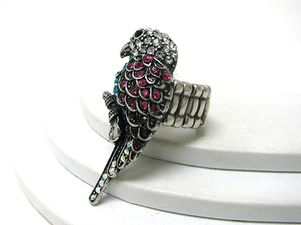 Crystal stud parrot stretch ring