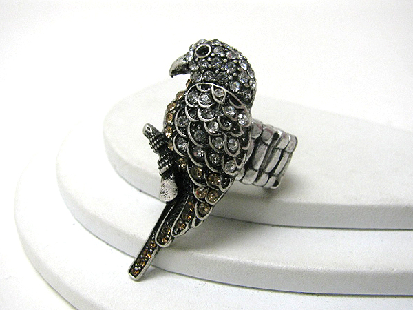 Crystal stud parrot stretch ring