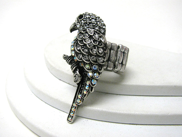 Crystal stud parrot stretch ring