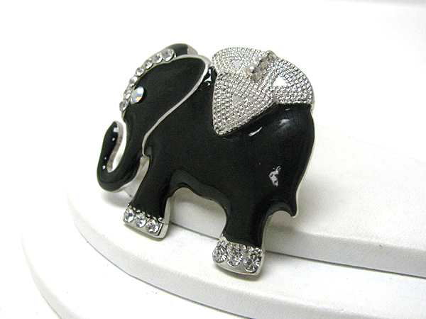 Crystal and epoxy deco elephant stretch ring