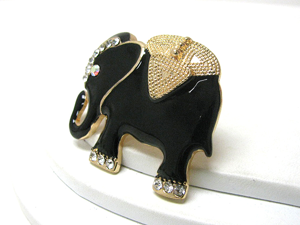 Crystal and epoxy deco elephant stretch ring