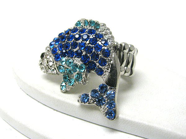 Crystal stud golden fish stretch ring