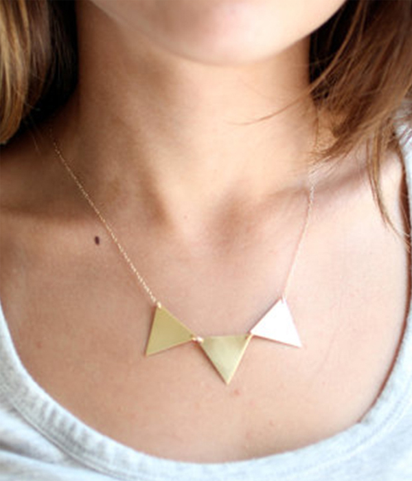 Etsy style triple triangle simple necklace