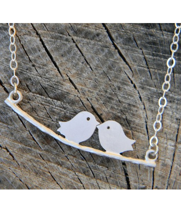 Etsy style bird on branch necklace