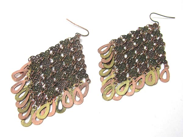 Burnish metal cascade drop earring