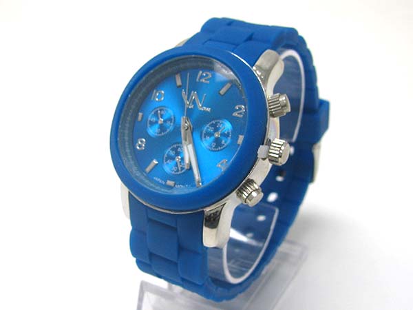 Round face fashion rubber band watch