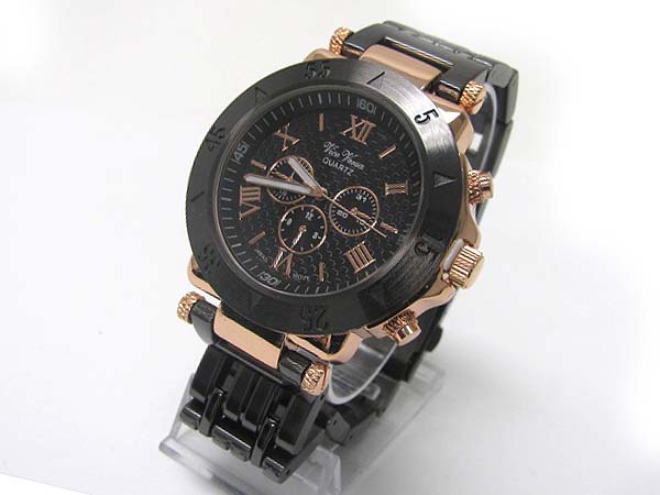 Designer look metal band watch