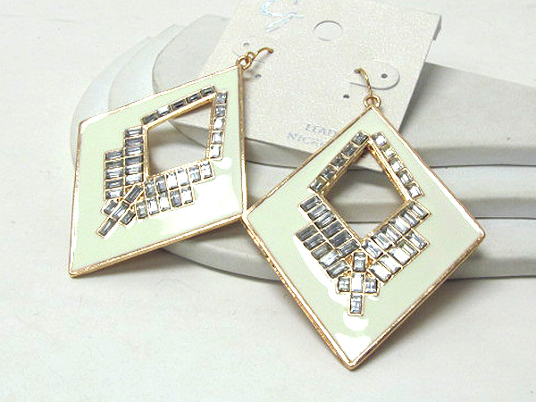 Metal crystal epoxy diamond cut fashion drop earring