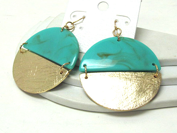 Scratch metal and formica half and half earring