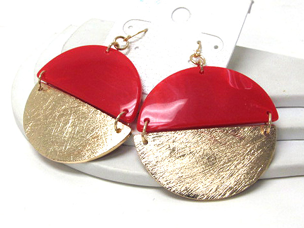 Scratch metal and formica half and half earring