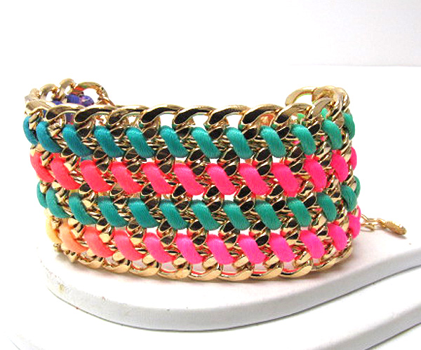 Metal fashion chain braided colorful fashion cord chain bracelet