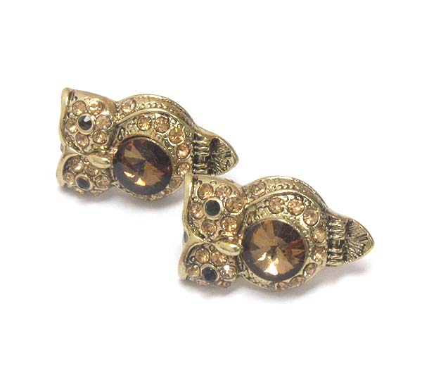 Crystal deco owl earring